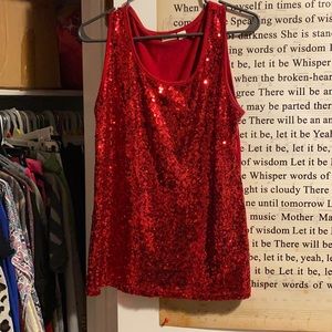 Red sequin tank large